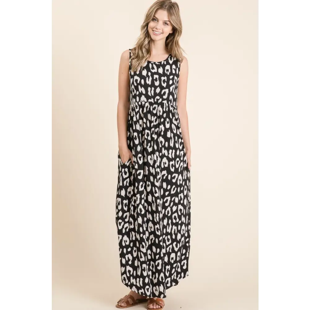 Chic leopard print maxi dress elevating luxury fashion for women $23.90 introducing the leopard print shirring waist