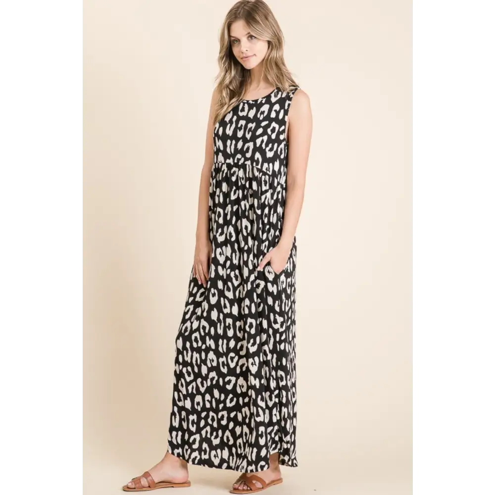 Chic leopard print maxi dress elevating luxury fashion for women $23.90 introducing the leopard print shirring waist