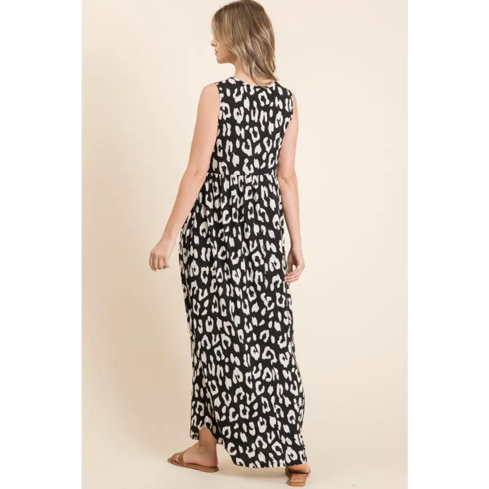 Chic leopard print maxi dress elevating luxury fashion for women $23.90 introducing the leopard print shirring waist