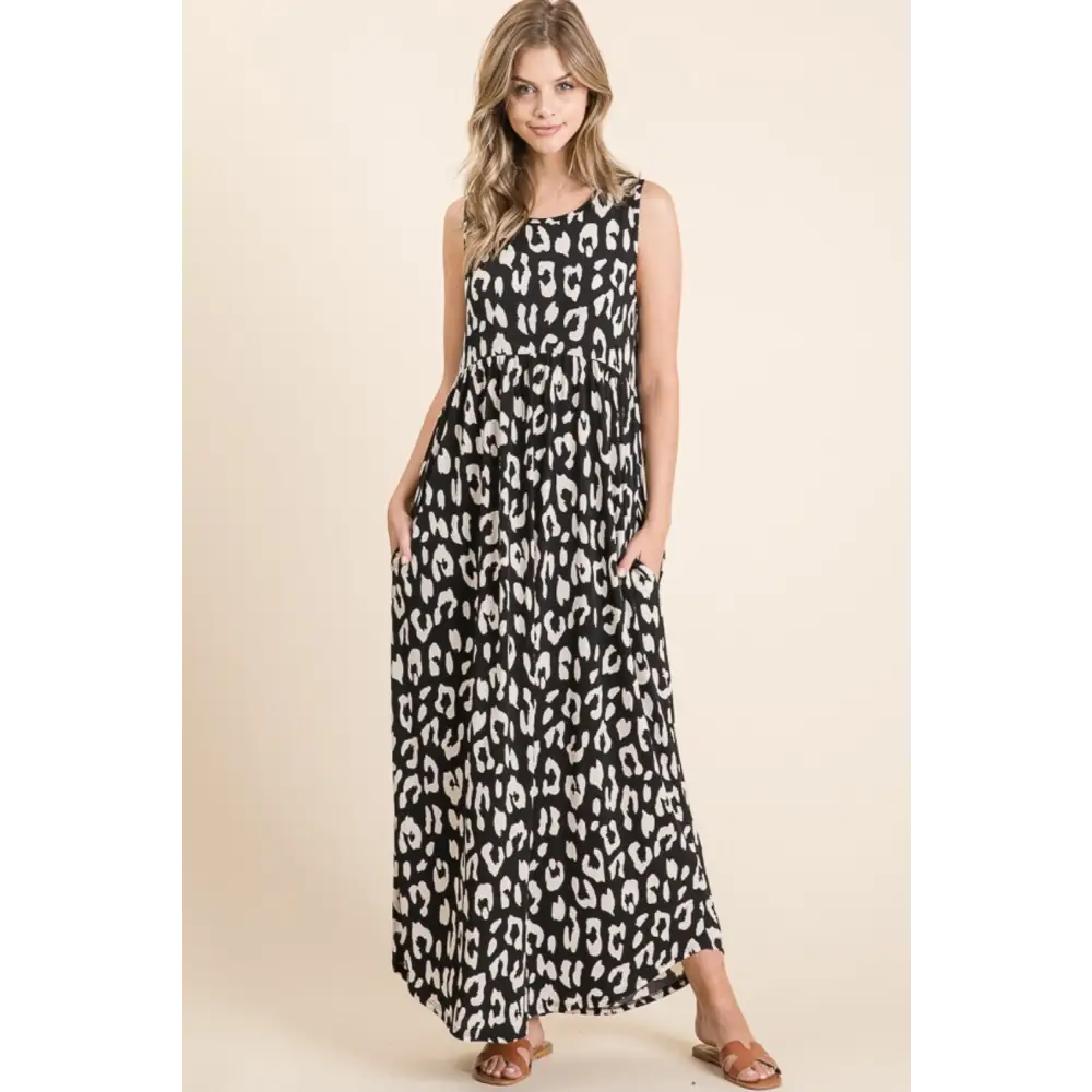 Chic leopard print maxi dress elevating luxury fashion for women $23.90 introducing the leopard print shirring waist