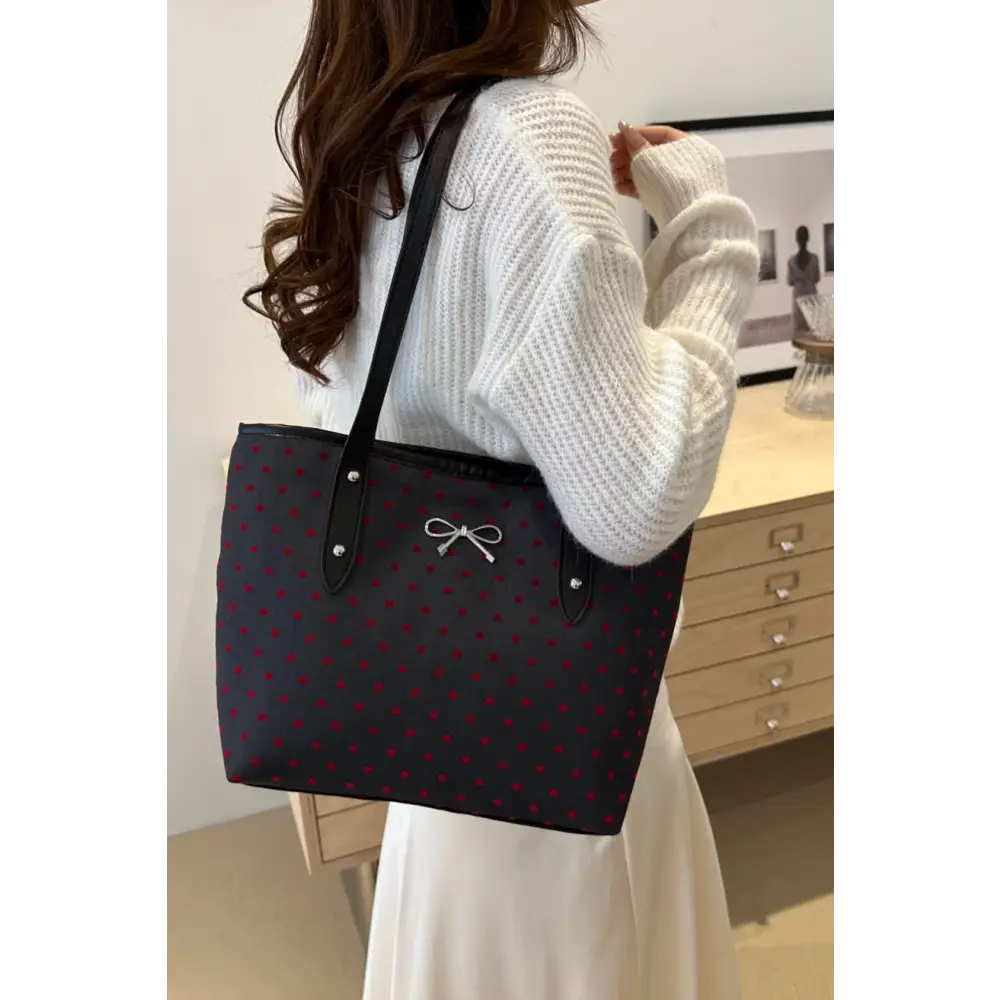 Elevate your style with the bow trim polyester tote bag in luxury fashion $18.99 bag large polyester imported elevate