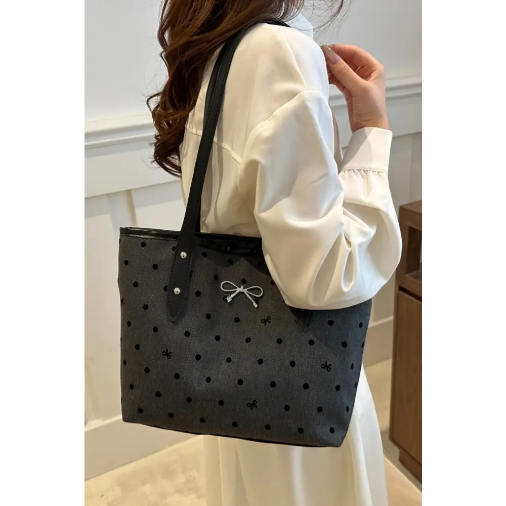 Elevate your style with the bow trim polyester tote bag in luxury fashion $18.99 bag large polyester imported elevate