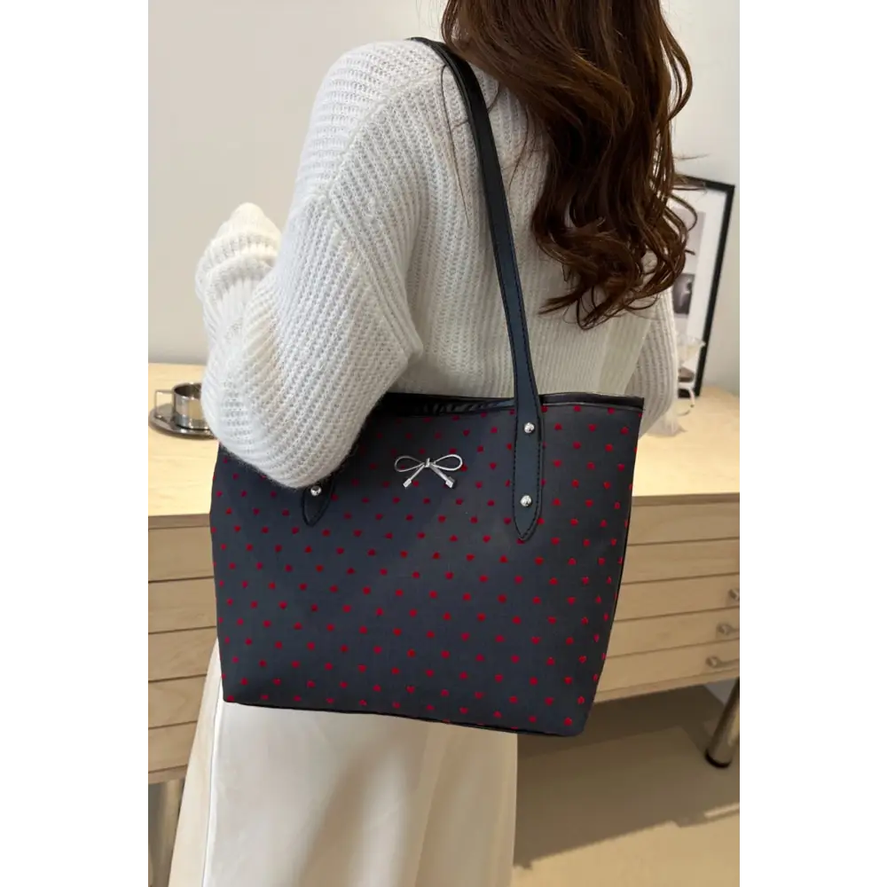 Elevate your style with the bow trim polyester tote bag in luxury fashion $18.99 bag large polyester imported elevate