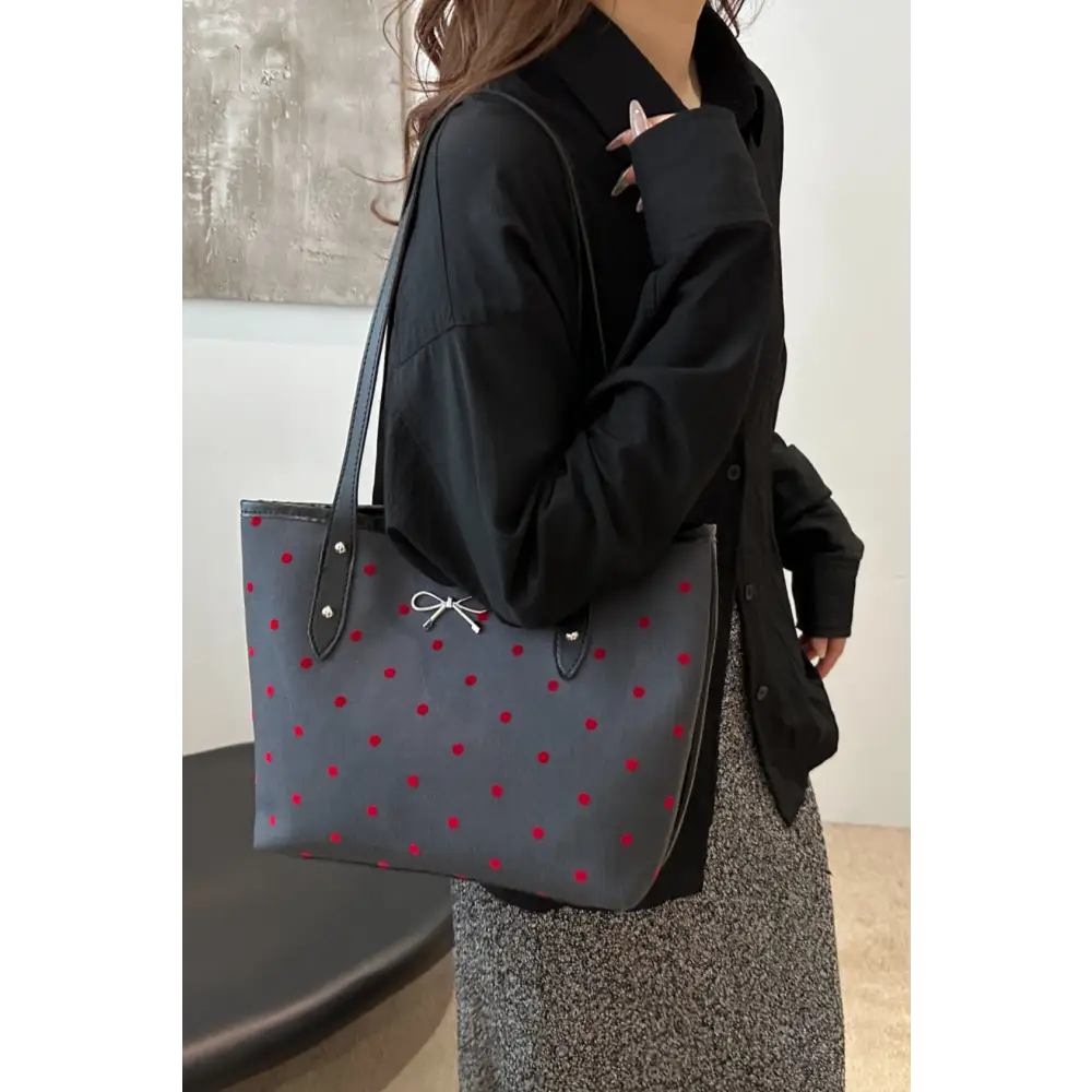 Elevate your style with the bow trim polyester tote bag in luxury fashion $18.99 bag large polyester imported elevate