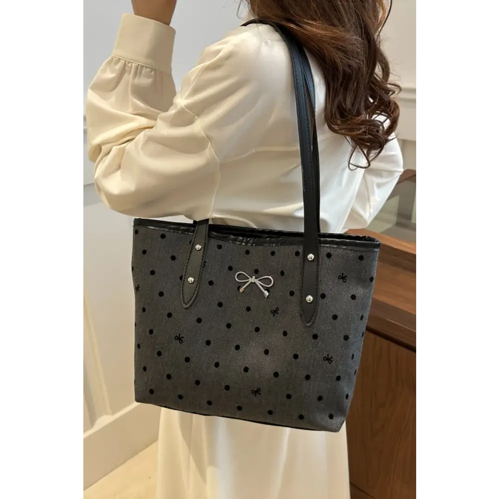 Elevate your style with the bow trim polyester tote bag in luxury fashion $18.99 bag large polyester imported elevate