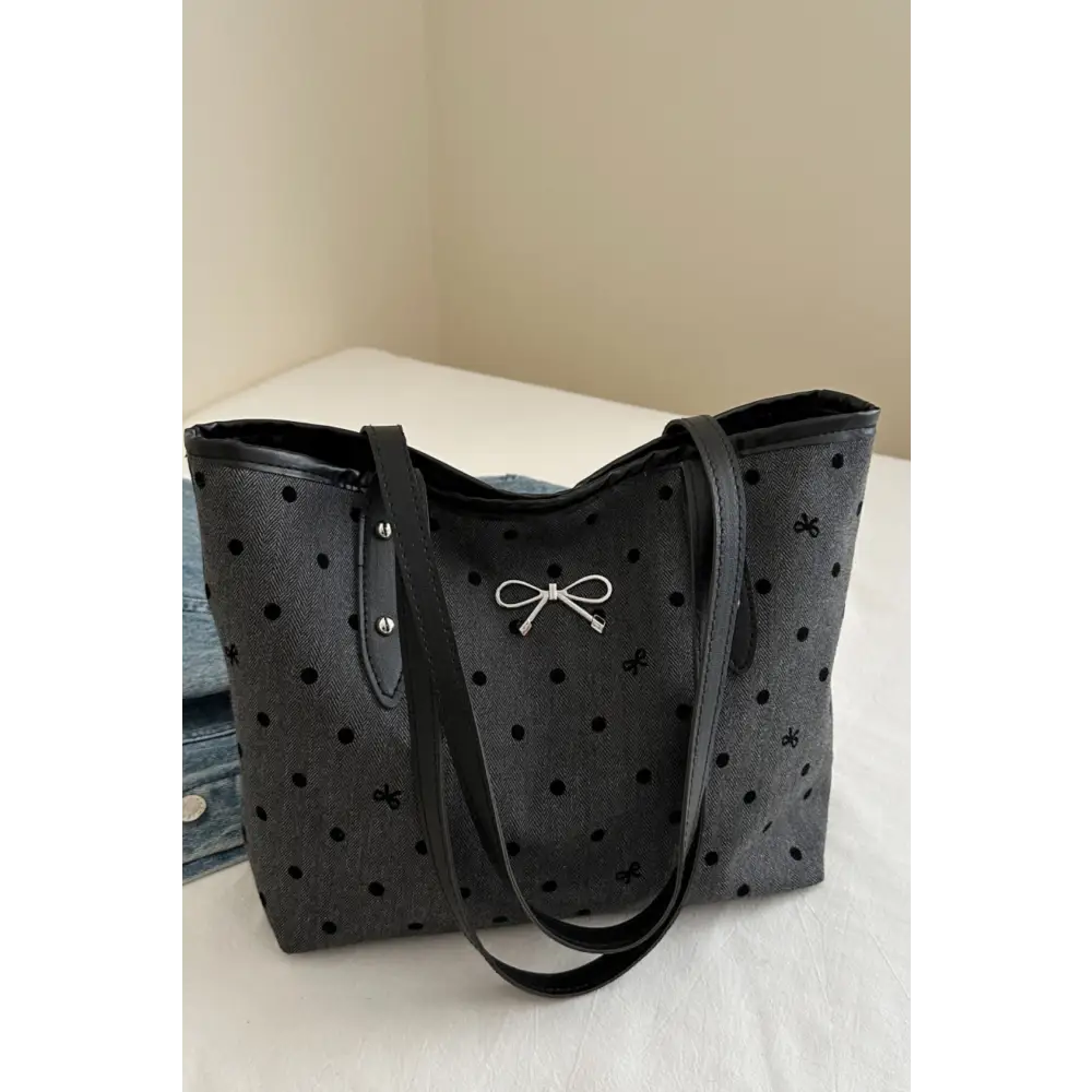 Elevate your style with the bow trim polyester tote bag in luxury fashion $18.99 bag large polyester imported elevate