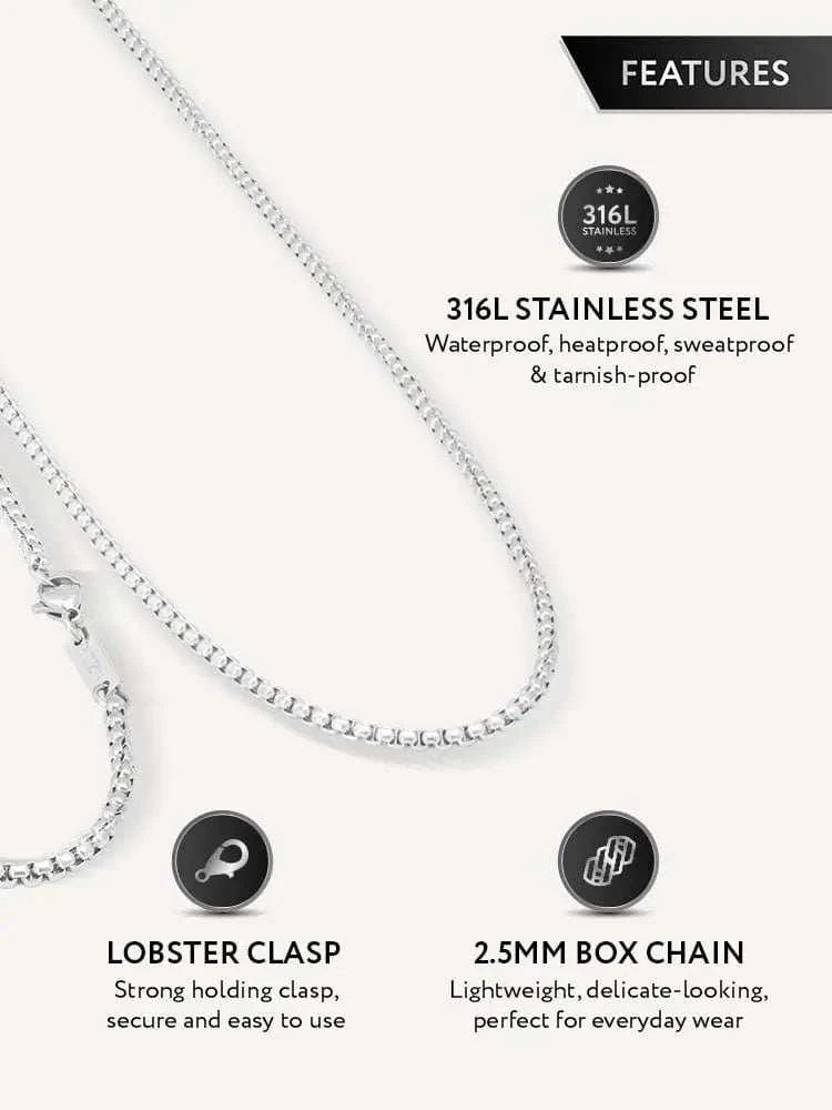 Box Chain - 2.5mm (Silver) - Maven Couture IncNecklace