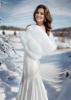 Bridal Pure Ivory Fur Shawl (Diana Ivy07)