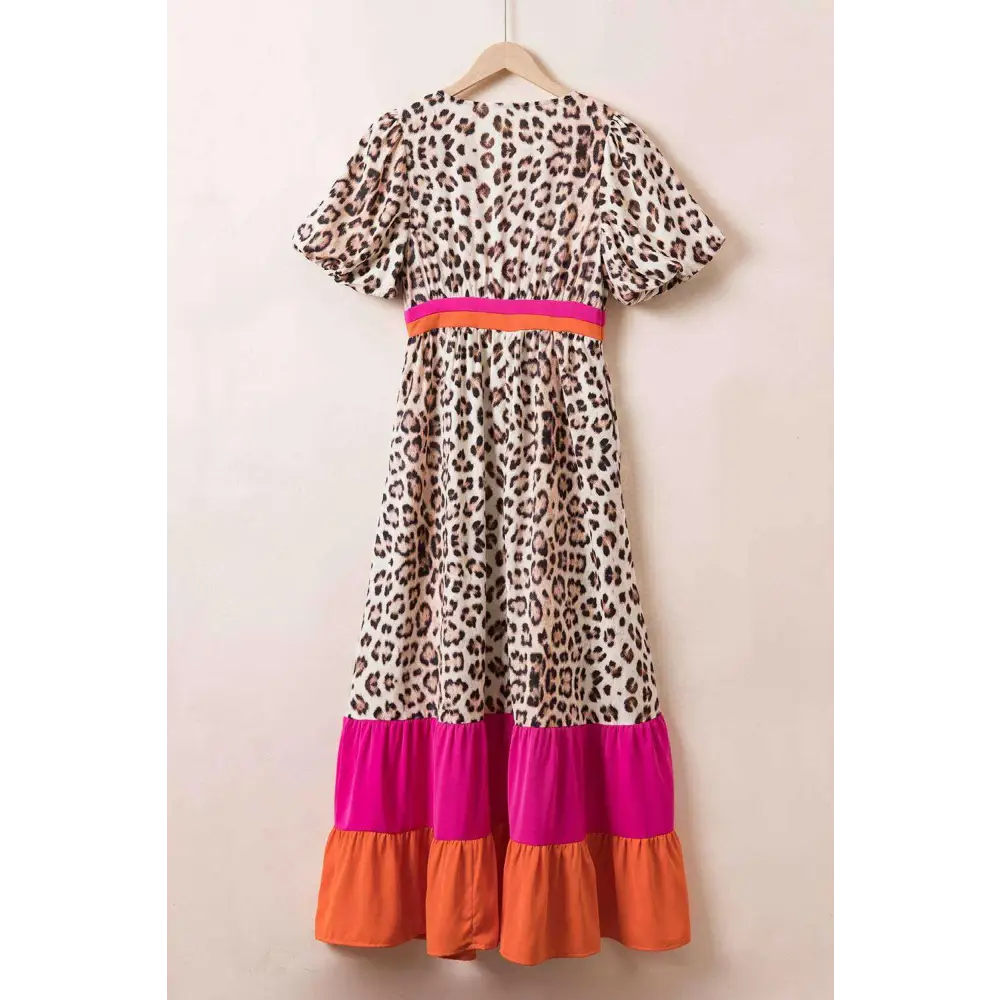 Exquisite pink leopard maxi dress for luxury fashion enthusiasts $68.17 100% polyester the stunning leopard print