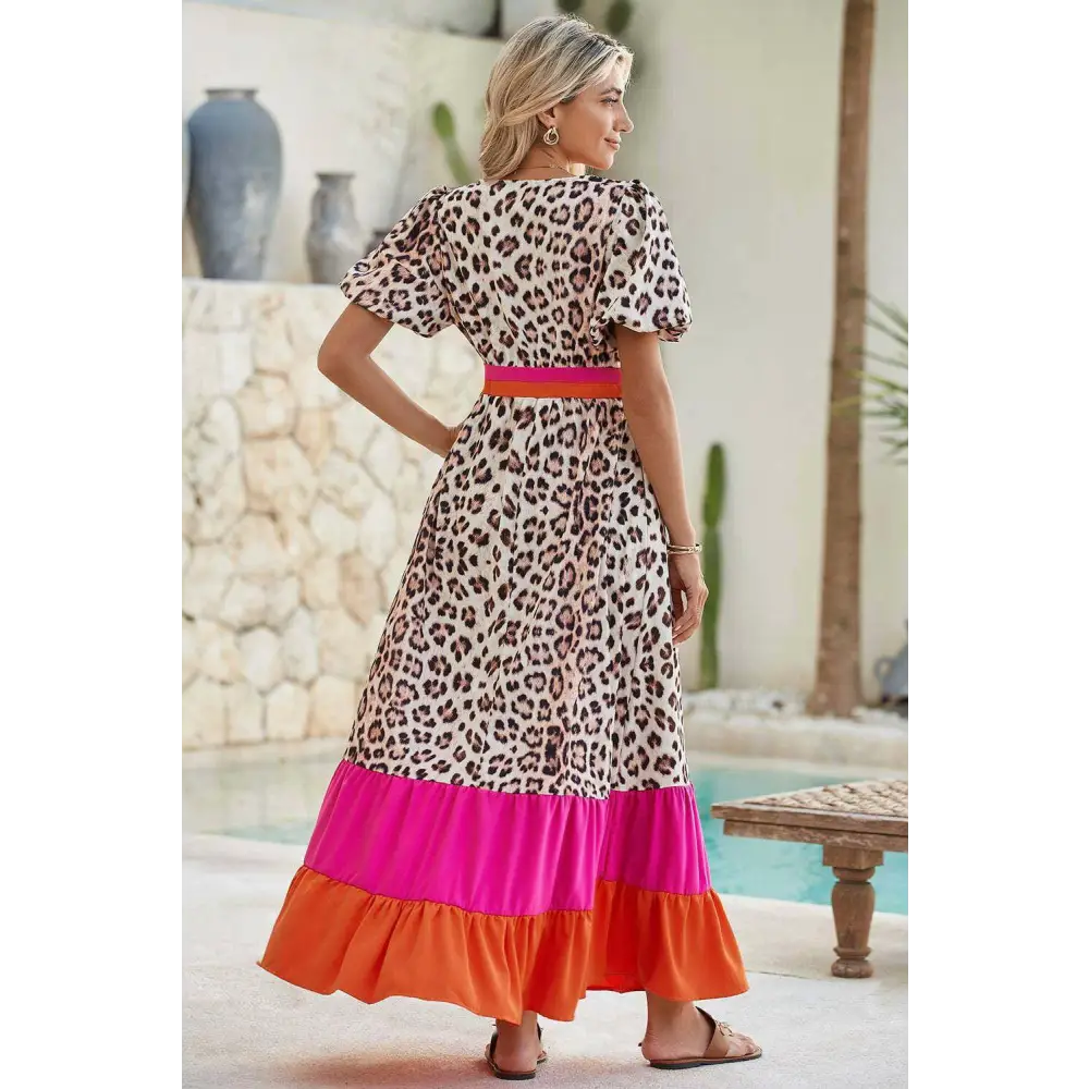 Exquisite pink leopard maxi dress for luxury fashion enthusiasts $68.17 100% polyester the stunning leopard print