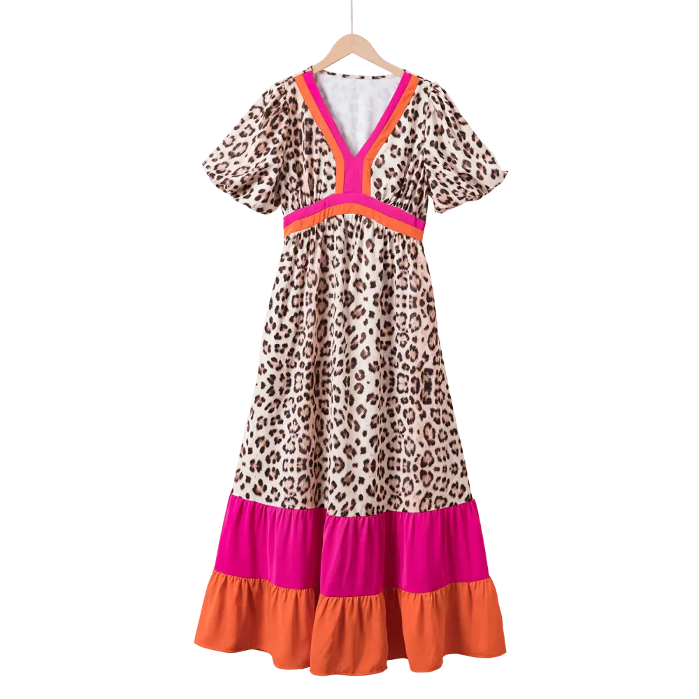 Exquisite pink leopard maxi dress for luxury fashion enthusiasts $68.17 100% polyester the stunning leopard print