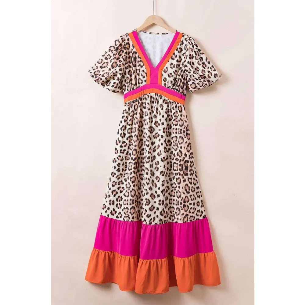 Exquisite pink leopard maxi dress for luxury fashion enthusiasts $68.17 100% polyester the stunning leopard print