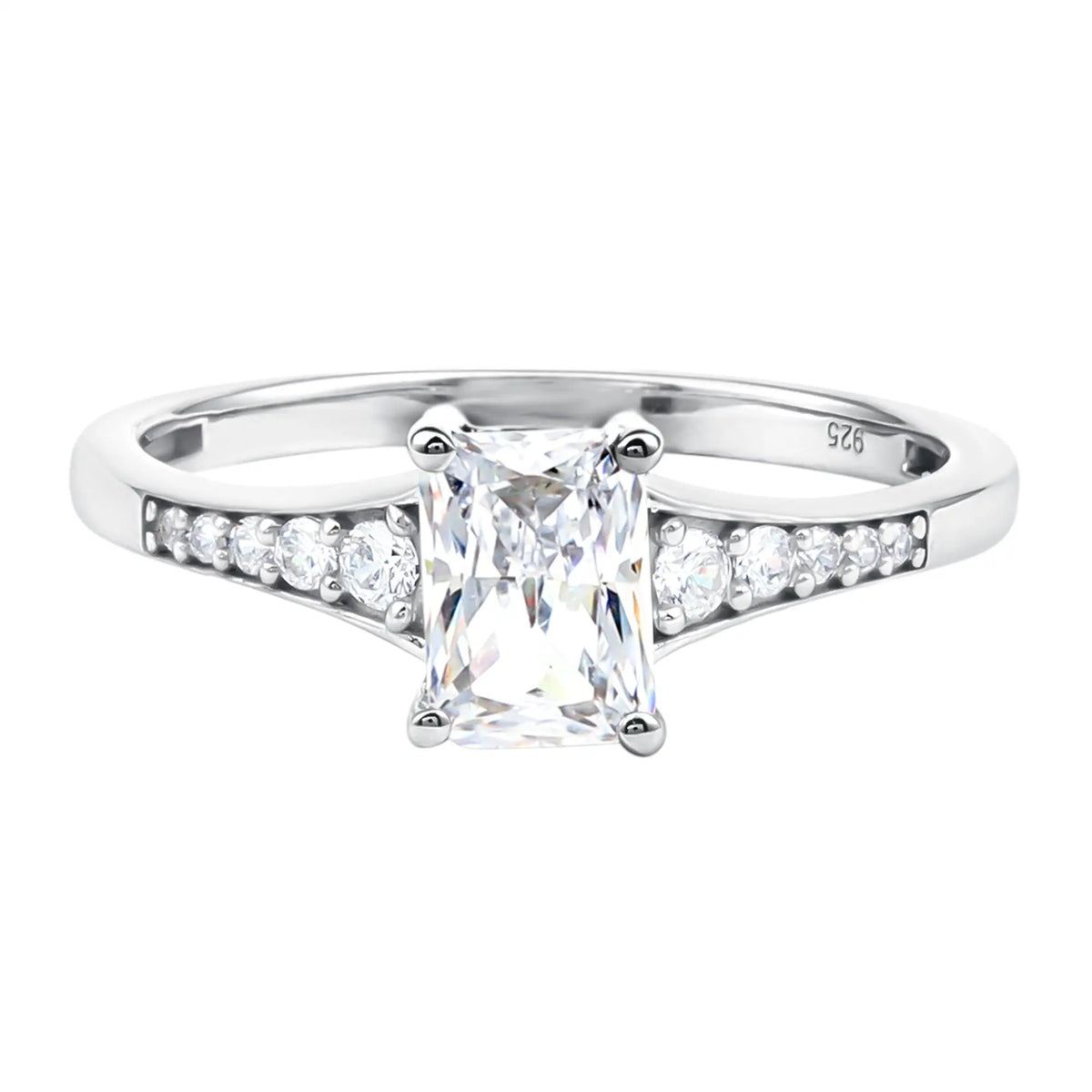 Brilliant Cut 1.7 Carat Lab Grown Diamond Emerald Cut Engagement Ring