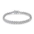 Brilliant Flower Created Moissanite Tennis Bracelet in 14K white gold overlay with clear flower-cut stones on sterling silver