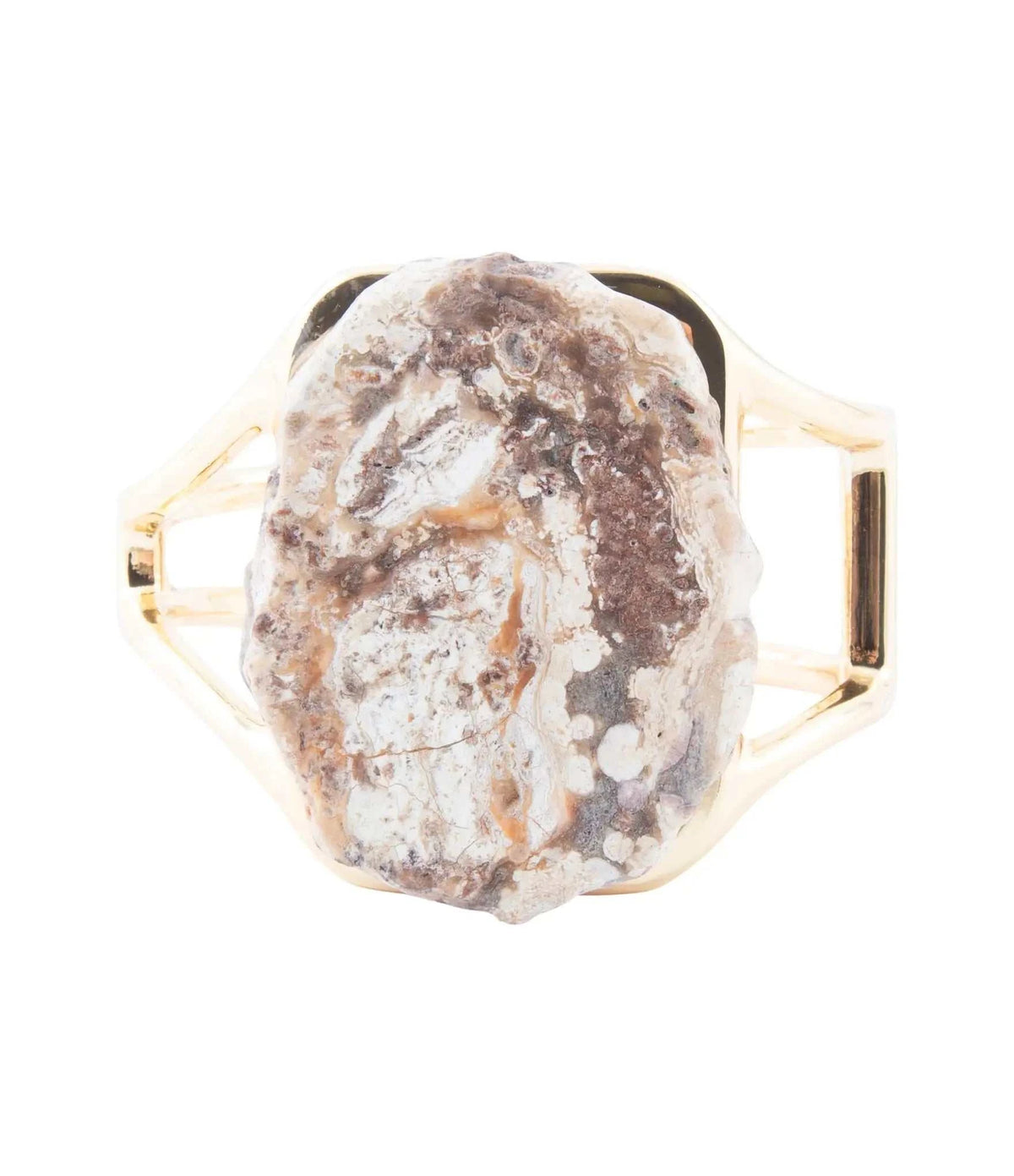 Brown Ocean Jasper Slab Golden Cuff Bracelet - Maven Couture IncBracelets