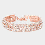 Bubble Stone Evening Bracelet in rose gold with three rows of clear round stones, elegant and sparkling design