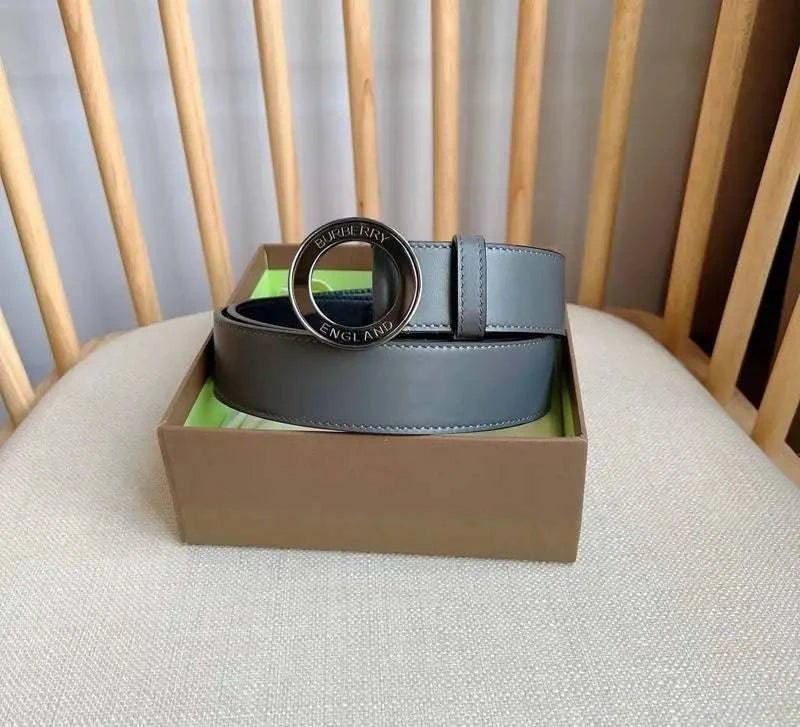Burberry Leather Vintage Belt 'Grey' - Maven Couture Inc