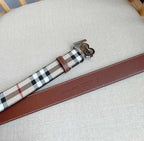 Burberry TB Belt: E-Canvas & Leather Vintage Check Monogram Buckle - Maven Couture IncAccessories > Belts > Fashion Belts