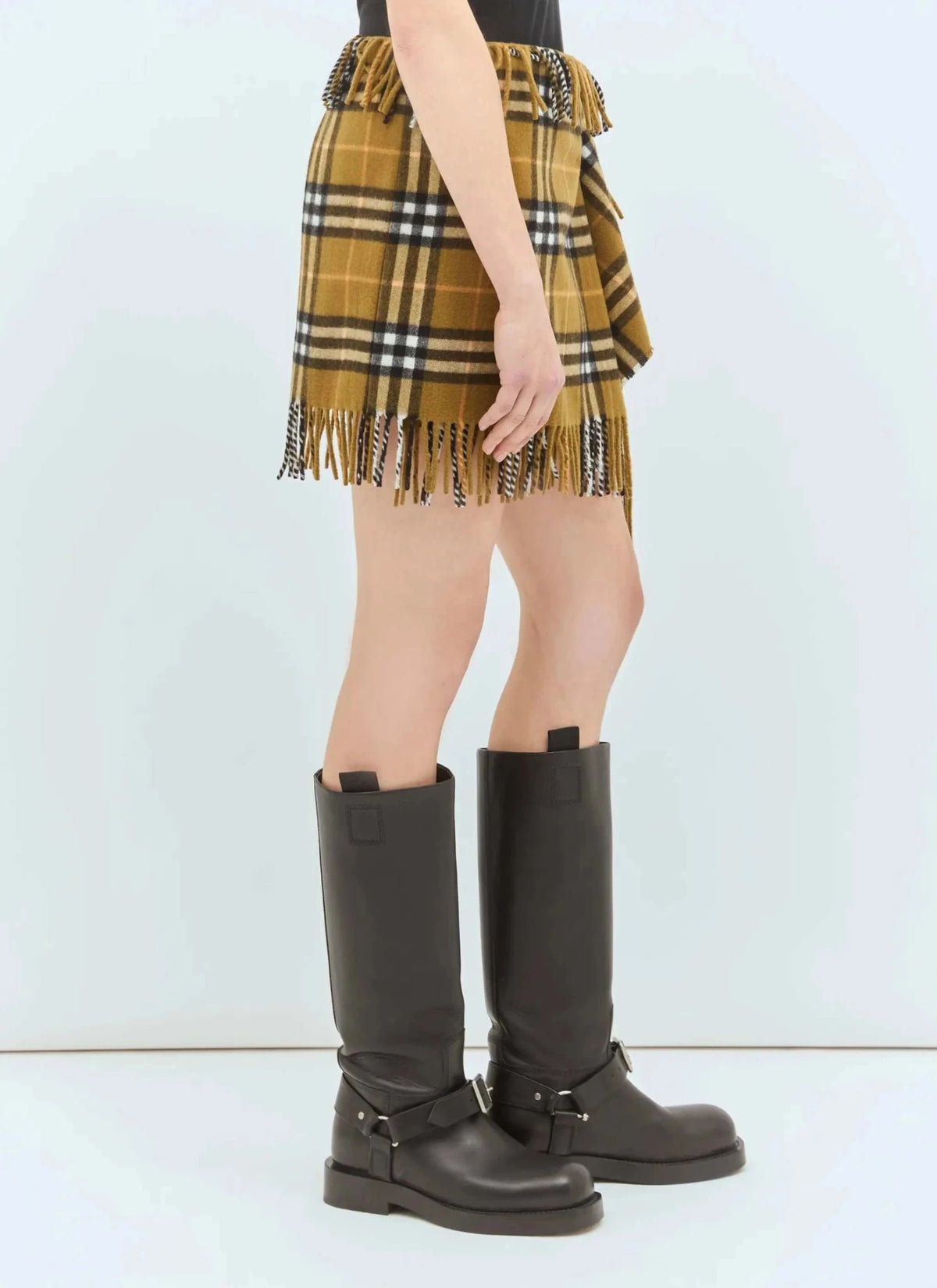 Burberry Women Check Wool And Cashmere Scarf Skirt
