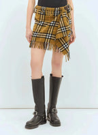 Burberry Women Check Wool And Cashmere Scarf Skirt - Maven Couture IncBottoms / Skirts