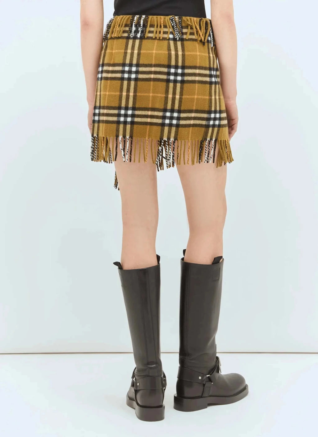 Burberry Women Check Wool And Cashmere Scarf Skirt - Maven Couture IncBottoms / Skirts