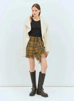 Burberry Women Check Wool And Cashmere Scarf Skirt - Maven Couture IncBottoms / Skirts