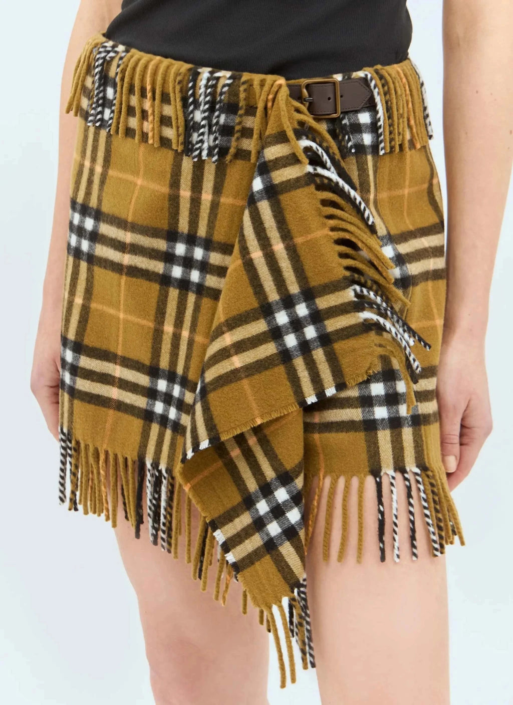 Burberry Women Check Wool And Cashmere Scarf Skirt - Maven Couture IncBottoms / Skirts