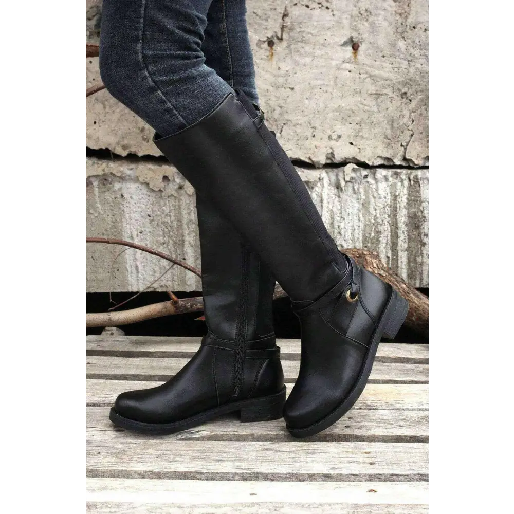 Elevate your style with timeless knee-high luxury fashion boots $66.28 100% polyester + 100% tpr elevate your style