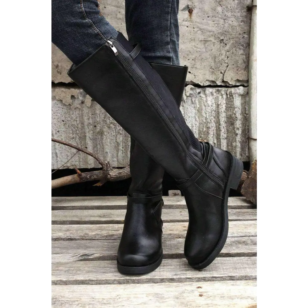 Elevate your style with timeless knee-high luxury fashion boots $66.28 100% polyester + 100% tpr elevate your style