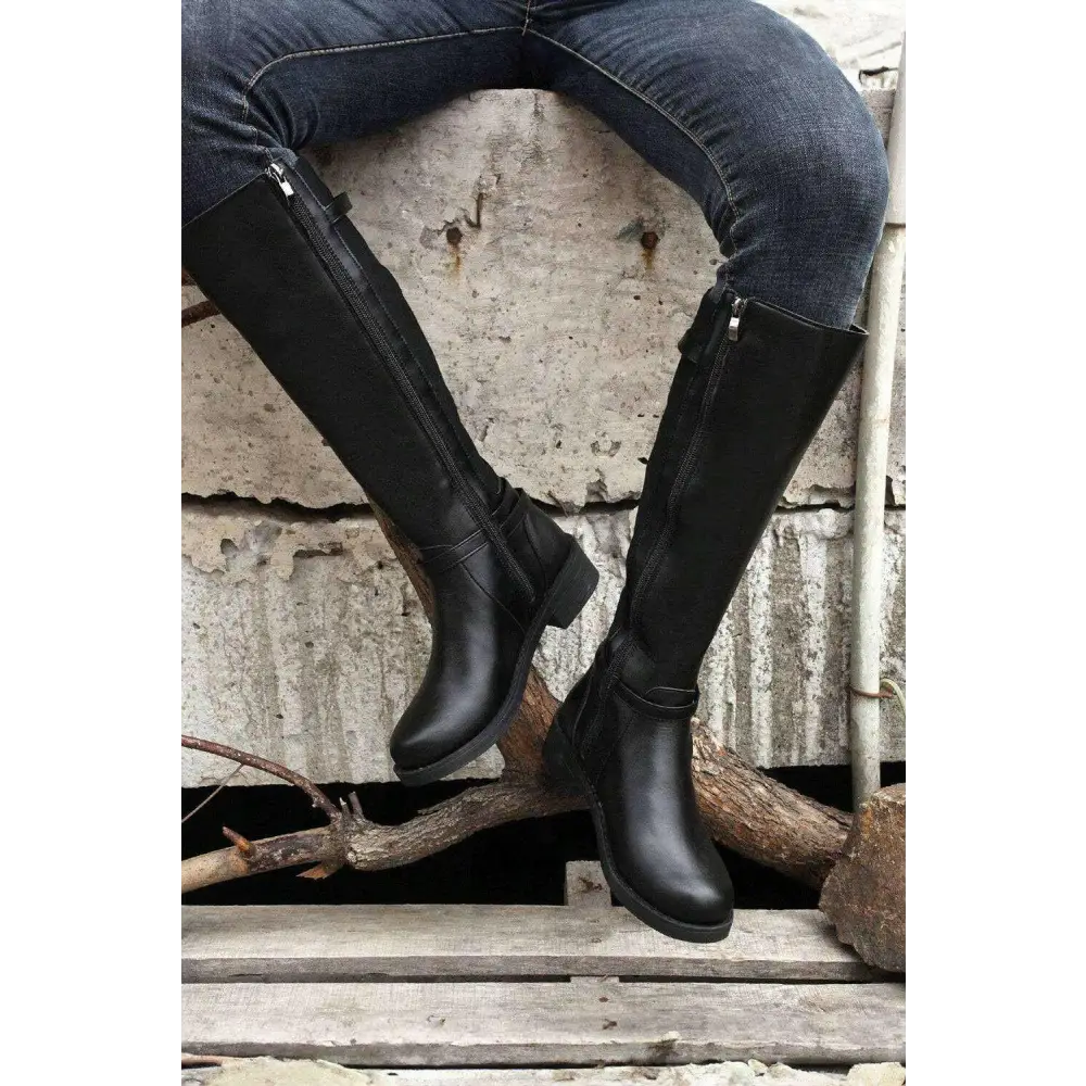 Elevate your style with timeless knee-high luxury fashion boots $66.28 100% polyester + 100% tpr elevate your style