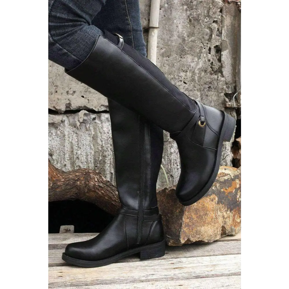 Elevate your style with timeless knee-high luxury fashion boots $66.28 100% polyester + 100% tpr elevate your style