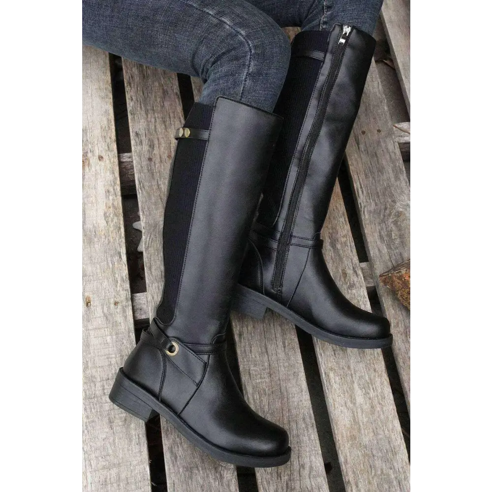 Elevate your style with timeless knee-high luxury fashion boots $66.28 100% polyester + 100% tpr elevate your style