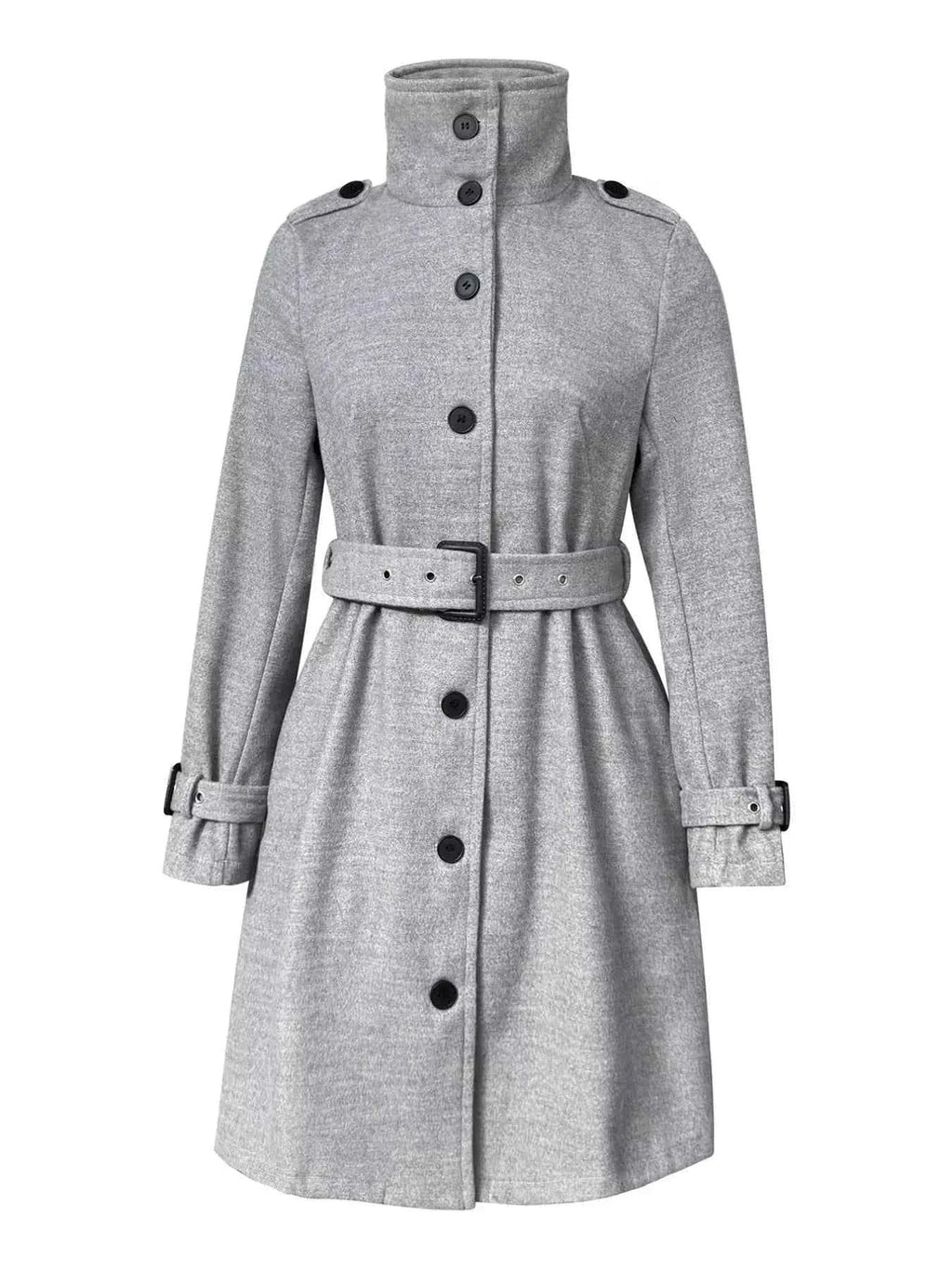 Button-Down Longline Coat with Belt
