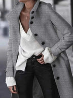 Button-Down Longline Coat with Belt