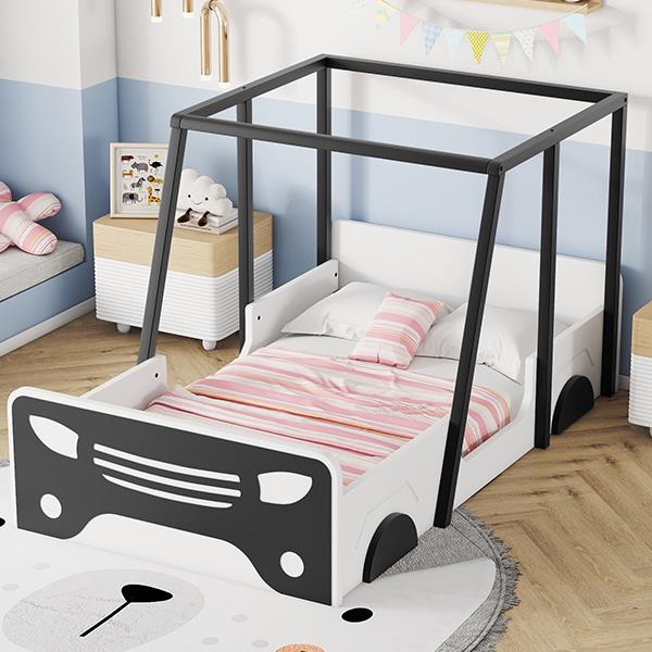 Montessori style wooden car bed with wheels and doors for luxury bedrooms