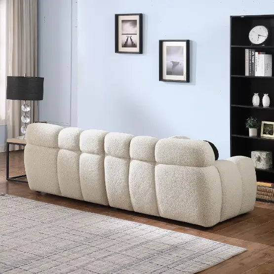 Elevate your space with the elegant beige boucle sofa in luxury fashion