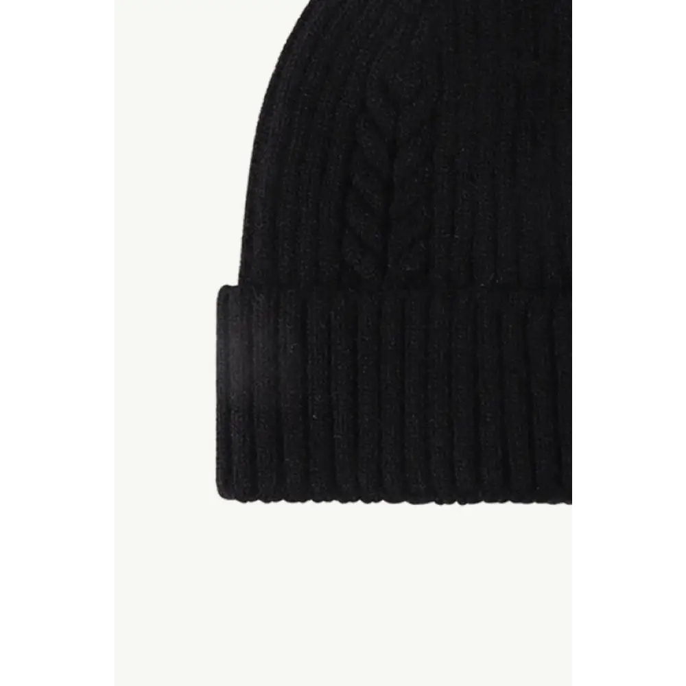 Luxury cable-knit cuff beanie for timeless winter chic $11 picture flat lay beanie pattern solid 40% acrylic, 32%