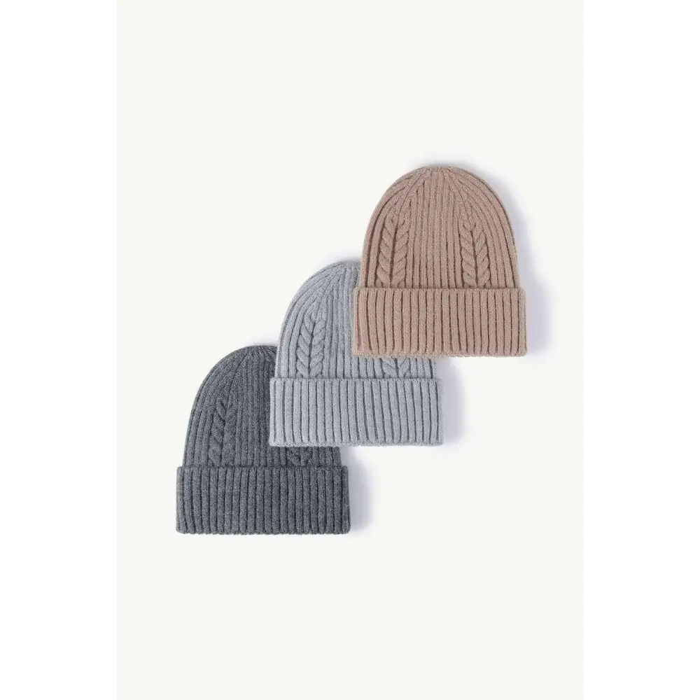 Luxury cable-knit cuff beanie for timeless winter chic $11 picture flat lay beanie pattern solid 40% acrylic, 32%