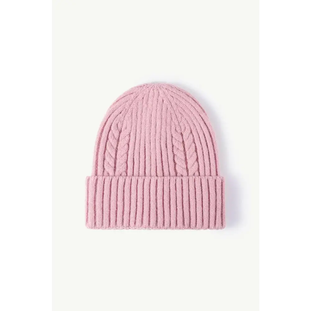 Luxury cable-knit cuff beanie for timeless winter chic $11 picture flat lay beanie pattern solid 40% acrylic, 32%