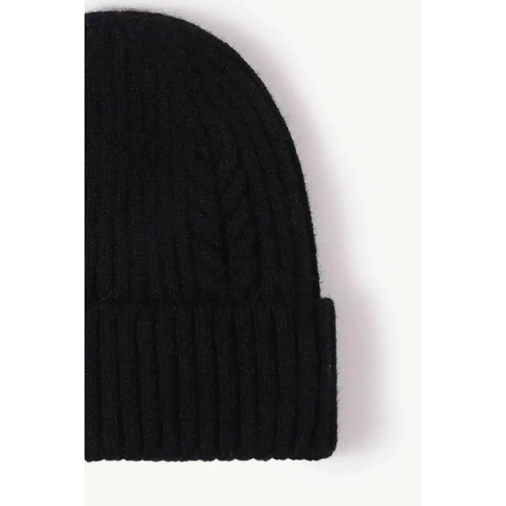 Luxury cable-knit cuff beanie for timeless winter chic $11 picture flat lay beanie pattern solid 40% acrylic, 32%