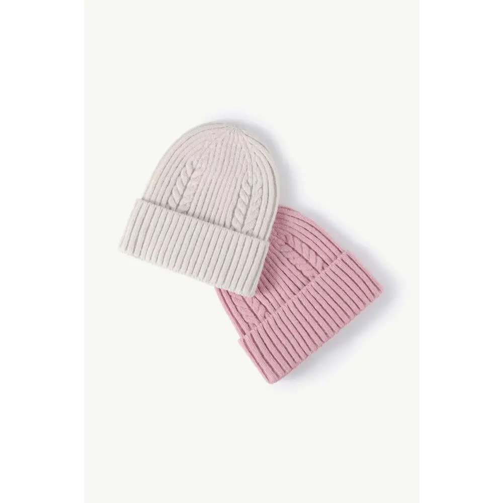 Luxury cable-knit cuff beanie for timeless winter chic $11 picture flat lay beanie pattern solid 40% acrylic, 32%