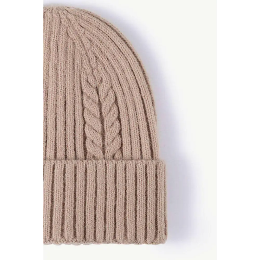 Luxury cable-knit cuff beanie for timeless winter chic $11 picture flat lay beanie pattern solid 40% acrylic, 32%