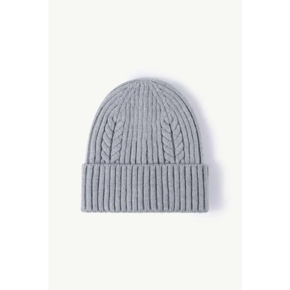 Luxury cable-knit cuff beanie for timeless winter chic $11 picture flat lay beanie pattern solid 40% acrylic, 32%