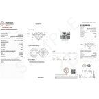 Carat IGI Certified Oval Diamond certificate showing detailed grading and measurements for a round brilliant diamond weighing 1.12 carats with VS2 clarity and E color grade