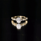 1 Carat IGI Certified Oval Diamond solitaire engagement ring with oval lab grown center stone and round marquise side stones on gold band