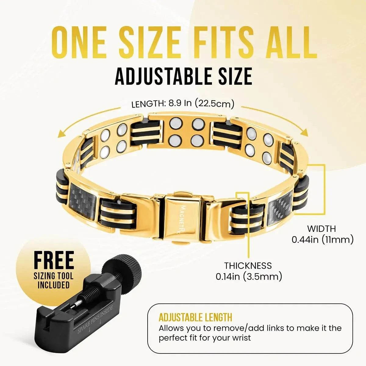 Carbon Fiber Magnetic Bracelet for Men (Gold) - Maven Couture IncBracelet