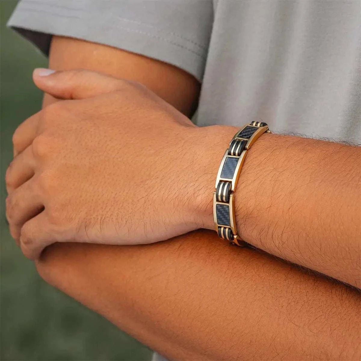 Carbon Fiber Magnetic Bracelet for Men (Gold) - Maven Couture IncBracelet