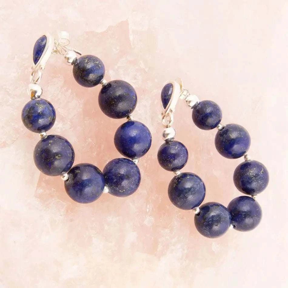 Carly Blue Lapis Complete Loop Sterling Silver Post Earrings - Maven Couture IncEarrings