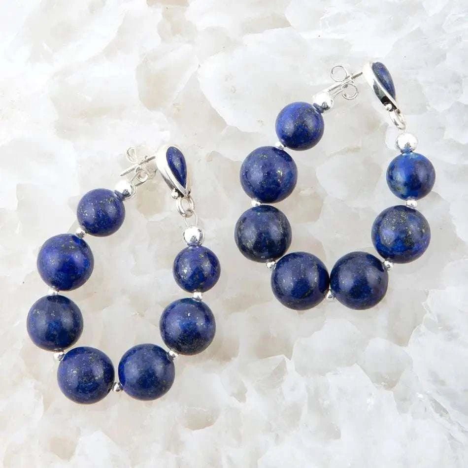 Carly Blue Lapis Complete Loop Sterling Silver Post Earrings - Maven Couture IncEarrings