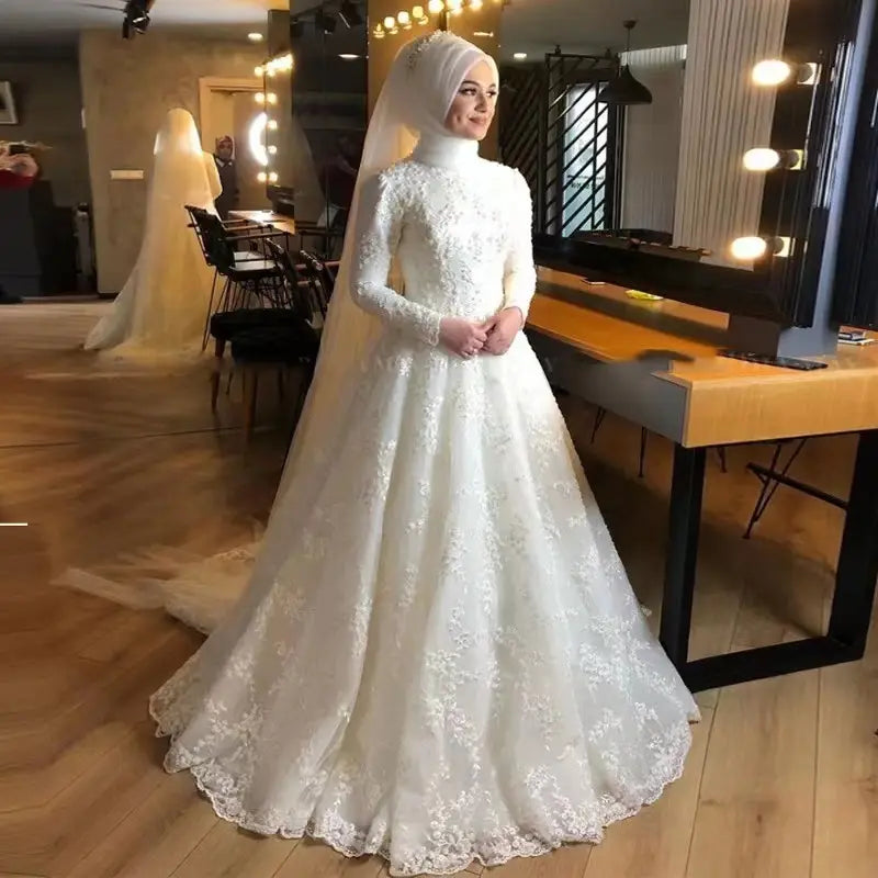 Timeless elegance modest bridal gown in luxury fashion for women